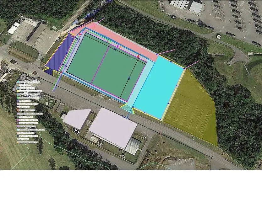 Quantity takeoff site plan for a controlled humidity warehouse